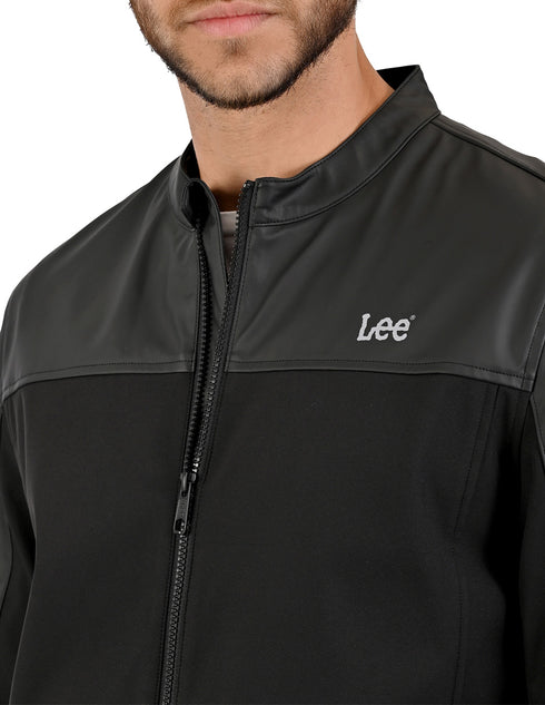 LEE chamarra negra para caballero con cuello mao, estilo moderno y ligero.